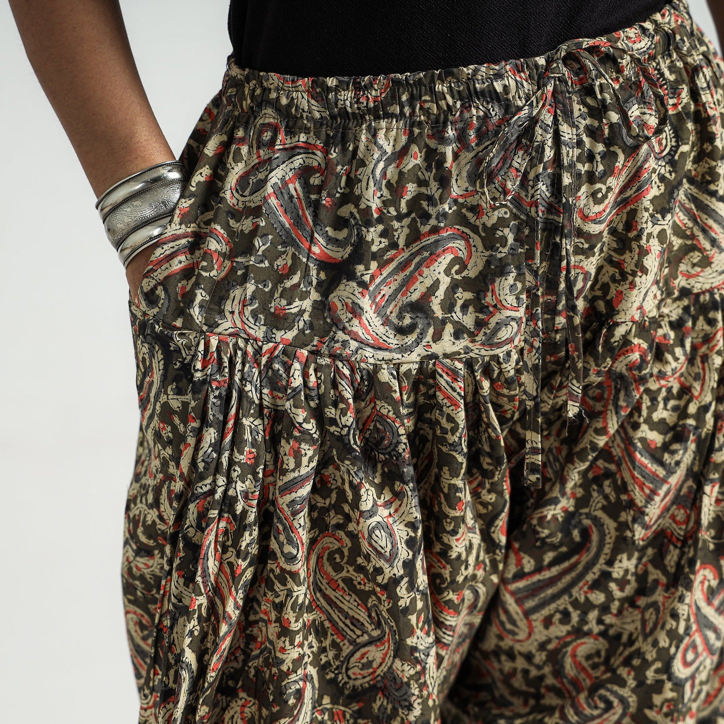 Buy Kalamkari Block Printed Cotton Elasticated Salwar Online at iTokri.com