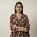  Kalamkari Printed Cotton Flared Kurta For Women