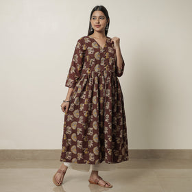  Kalamkari Printed Cotton Flared Kurta For Women