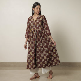 Kalamkari Printed Cotton Flared Kurta For Women