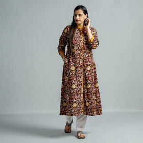 Buy Kalamkari Printed Cotton Flared Kurta Online at iTokri.com