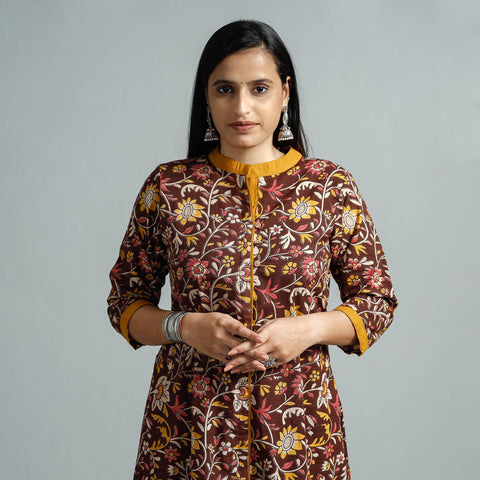 Buy Kalamkari Printed Cotton Flared Kurta Online at iTokri.com