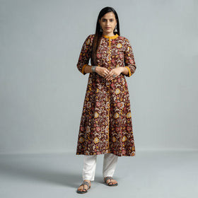 Buy Kalamkari Printed Cotton Flared Kurta Online at iTokri.com