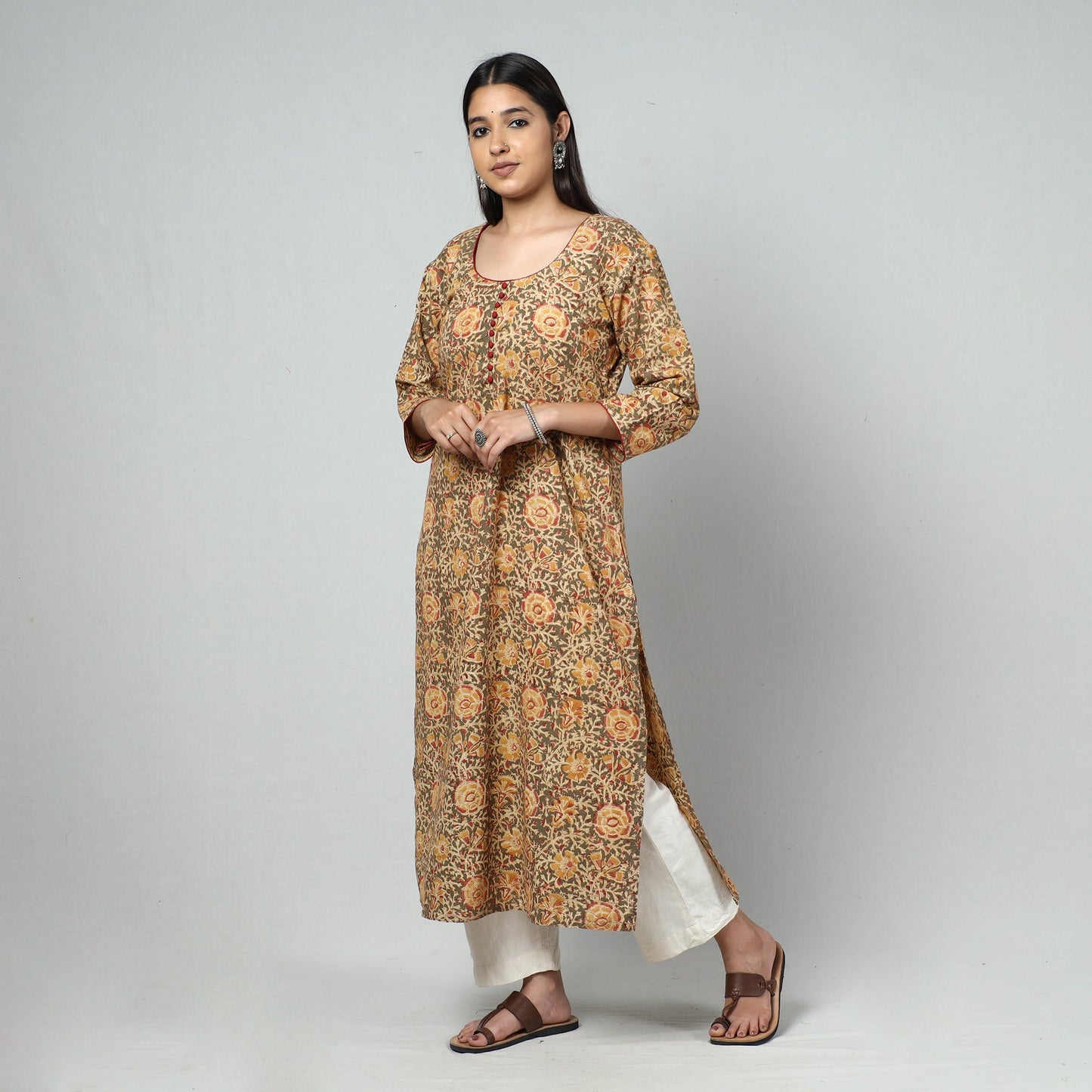  Kalamkari Block Printed Cotton Long kurta For Women