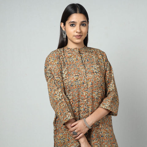  Kalamkari Block Printed Cotton Long Kurta For Women
