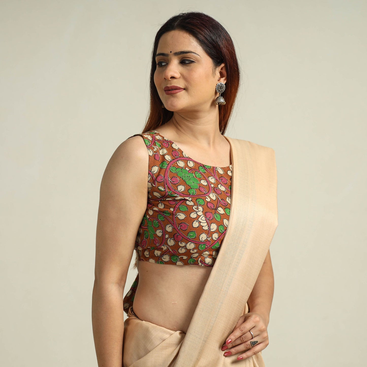 Buy Kalamkari Printed Cotton Stitched Blouse 10 Online at iTokri.com