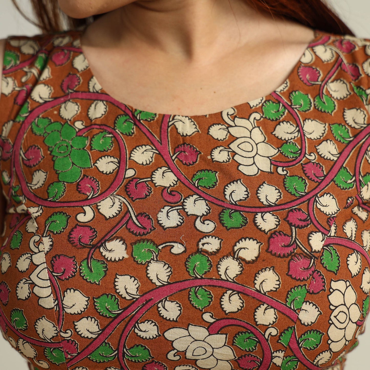 Buy Kalamkari Printed Cotton Stitched Blouse 10 Online at iTokri.com