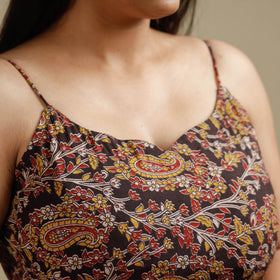 Brown - kalamkari printed cotton stitched blouse