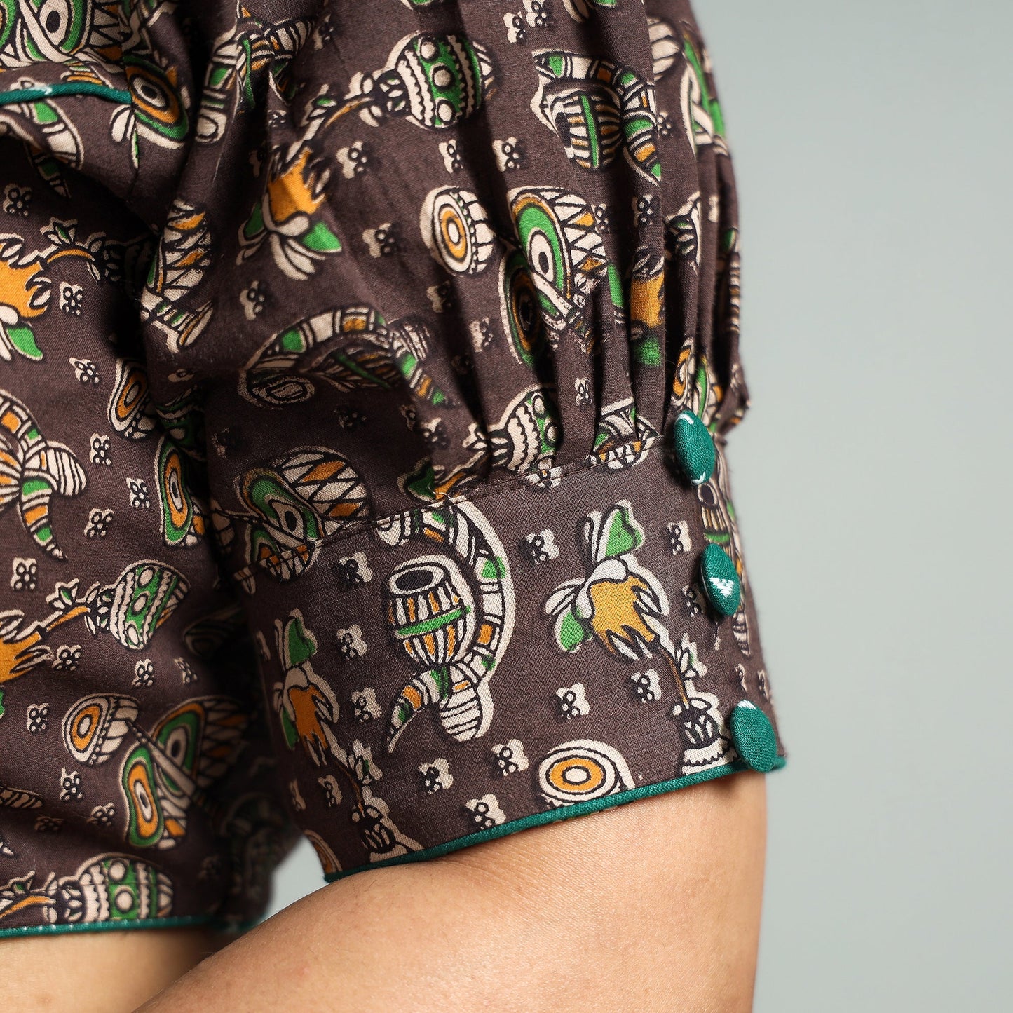 Brown - Kalamkari Printed Cotton Stitched Blouse