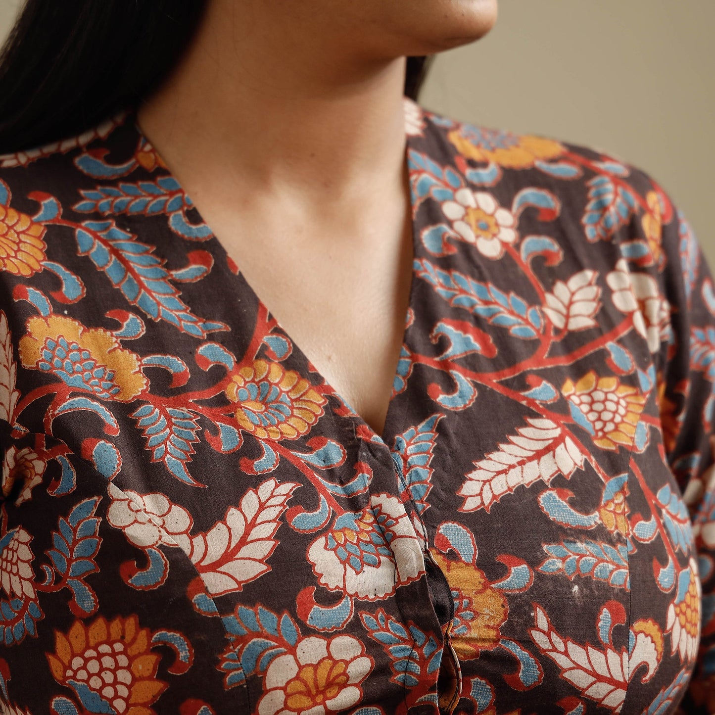 Kalamkari Printed Cotton Stitched Blouse
