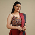 Brown - kalamkari printed cotton stitched blouse