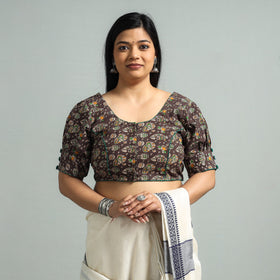 Brown - Kalamkari Printed Cotton Stitched Blouse