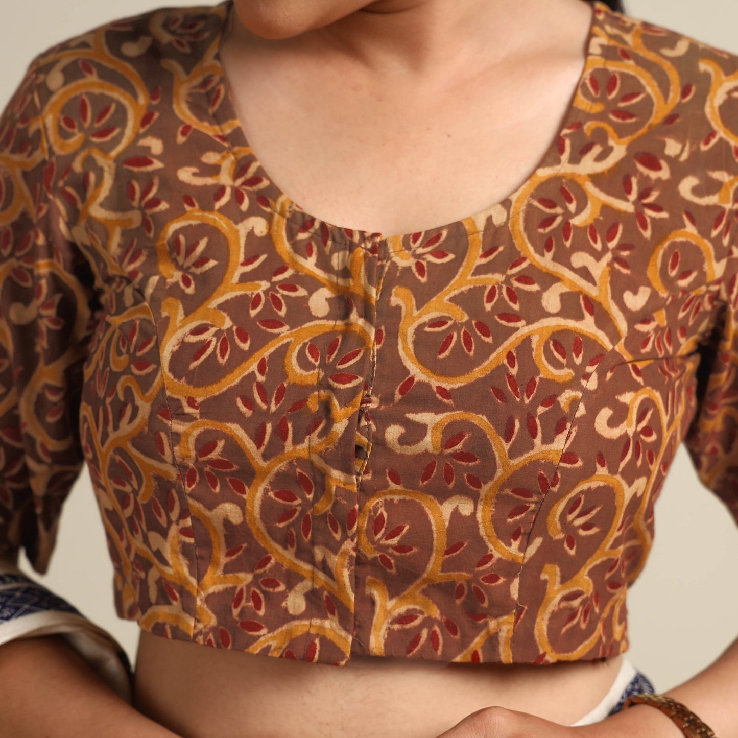 Buy Kalamkari Block Printed Cotton Stitched Blouse 