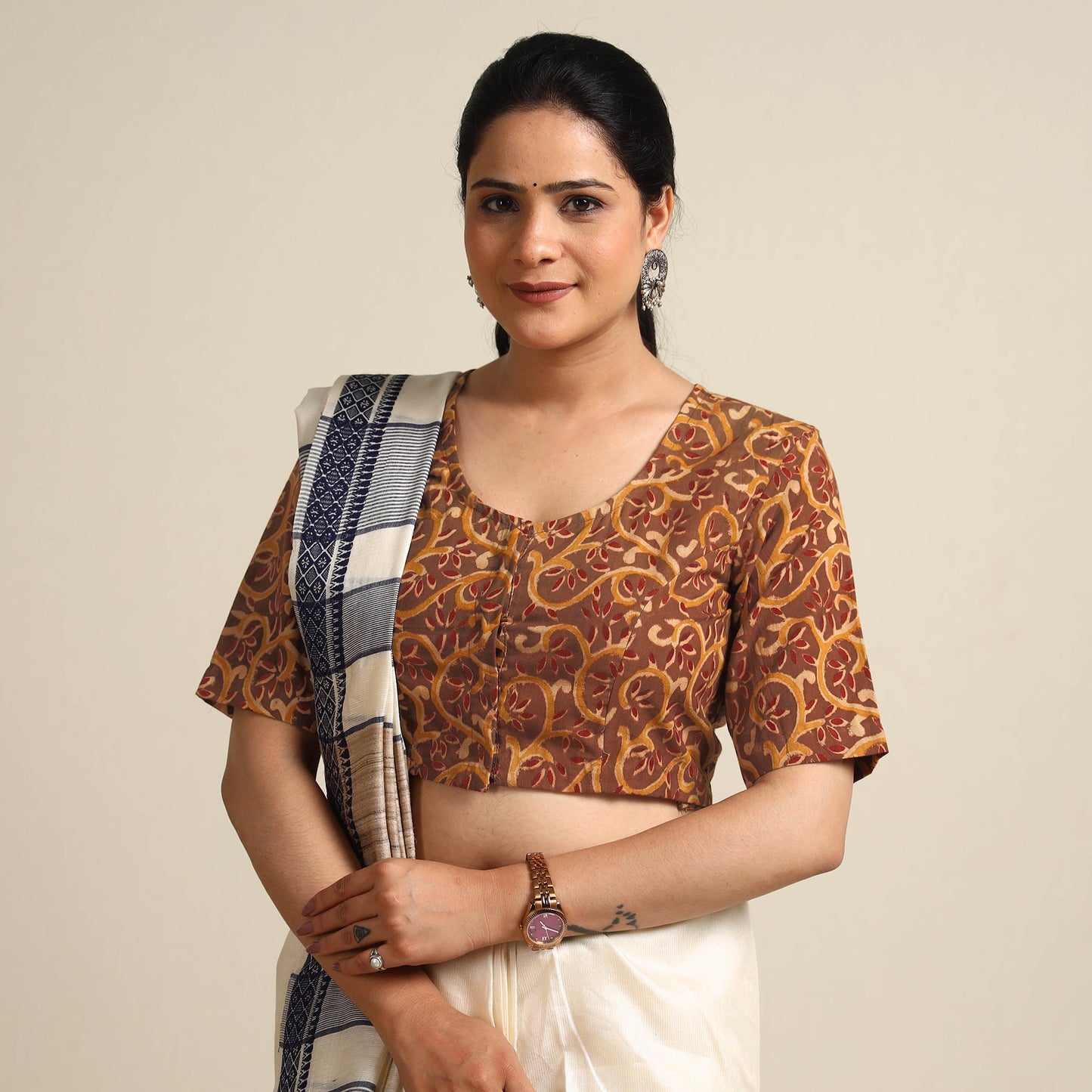 Buy Kalamkari Block Printed Cotton Stitched Blouse 