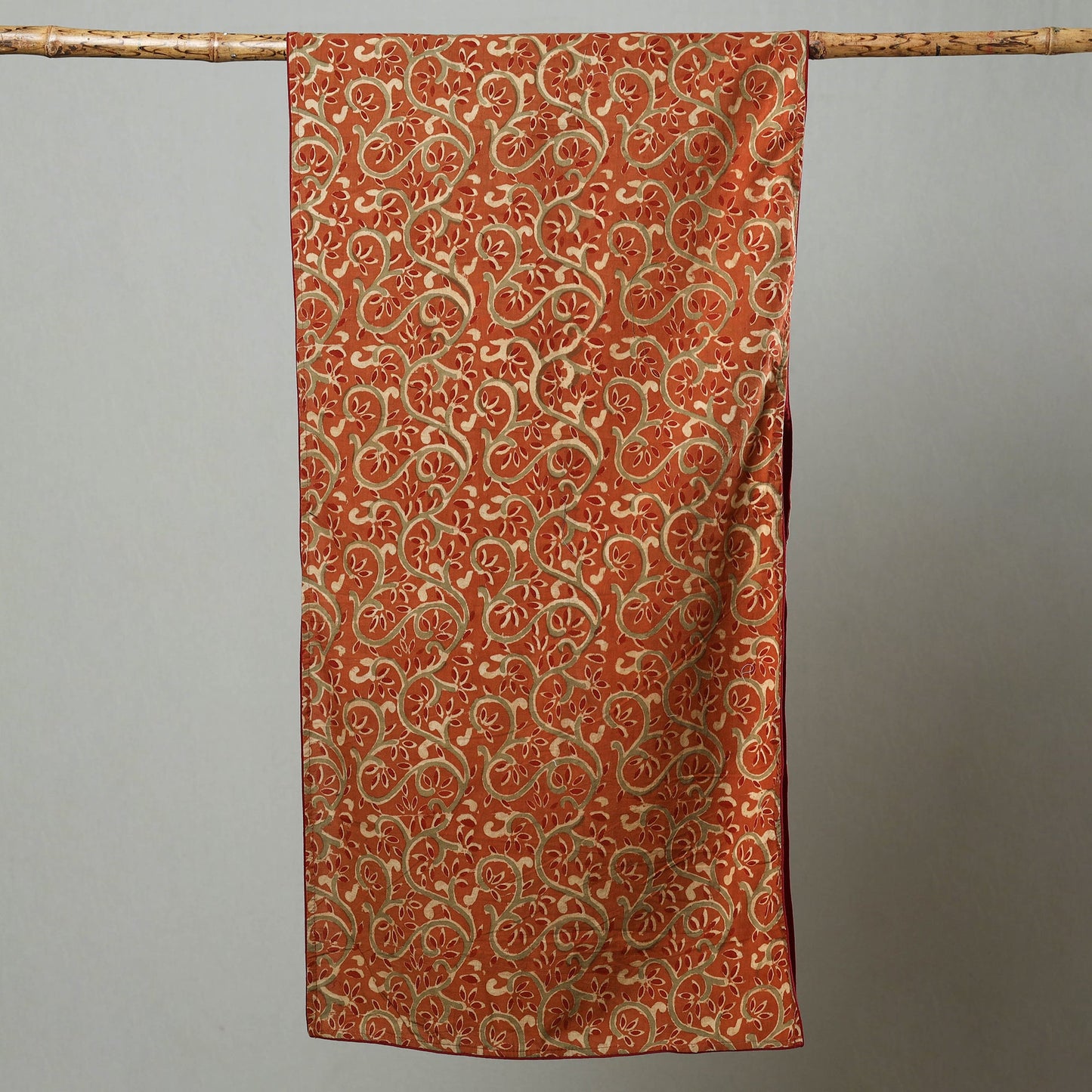 Brown Kalamkari Block Printed Cotton Stole