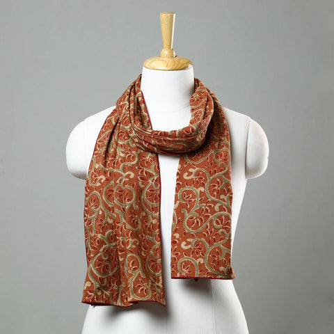 Brown Kalamkari Block Printed Cotton Stole