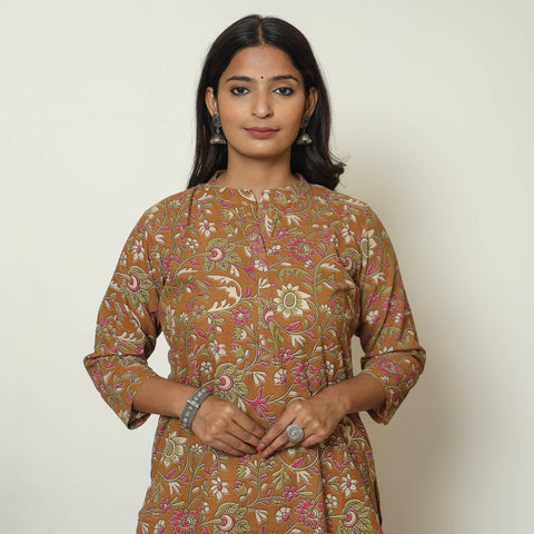  Kalamkari Printed Cotton Straight Kurta For Women