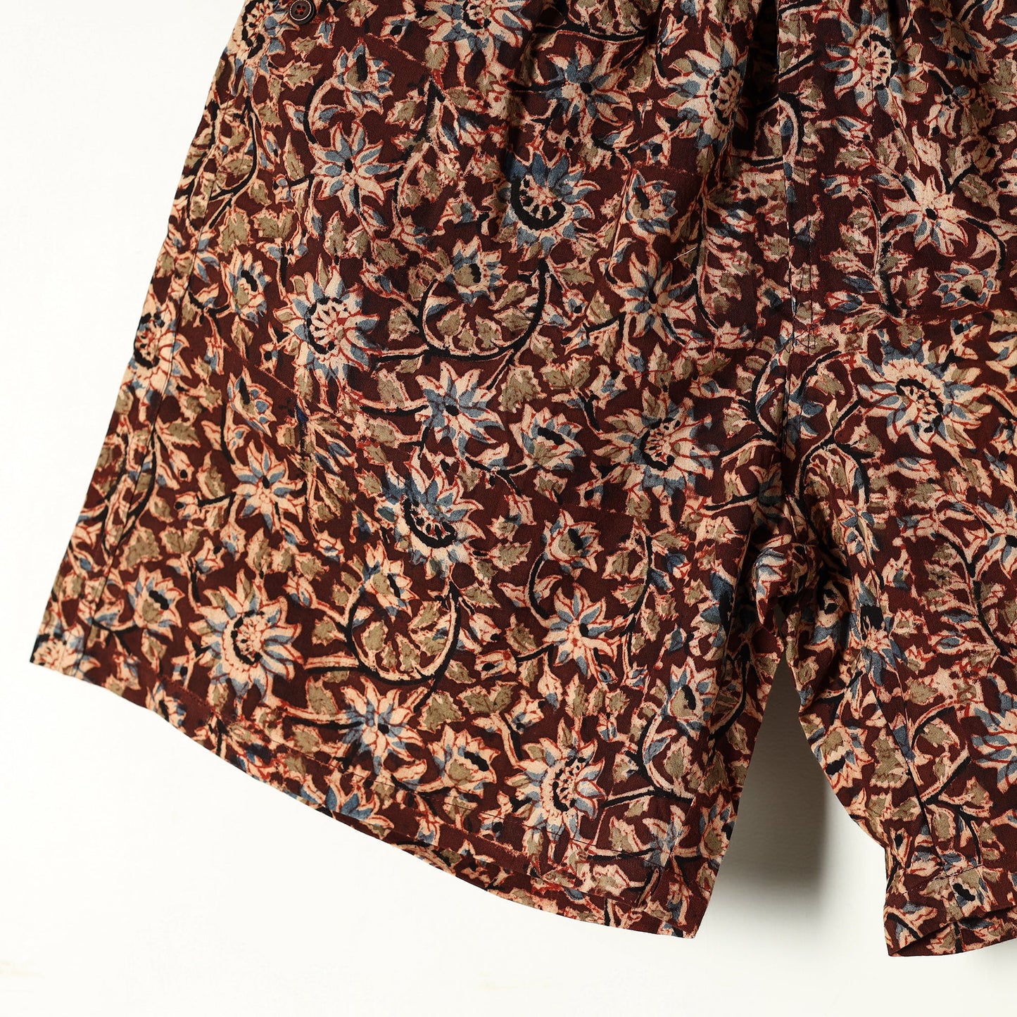 Brown - kalamkari printed cotton unisex boxer/shorts - xl