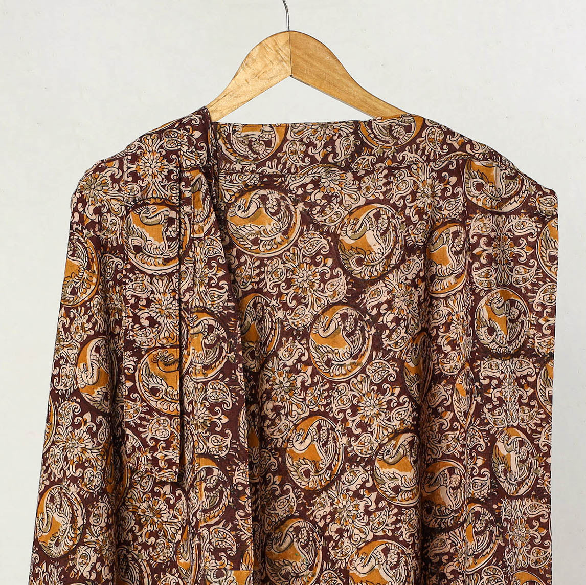 Brown - kalamkari printed cotton wrap around skirt 02
