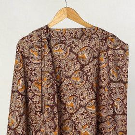 Brown - kalamkari printed cotton wrap around skirt 02