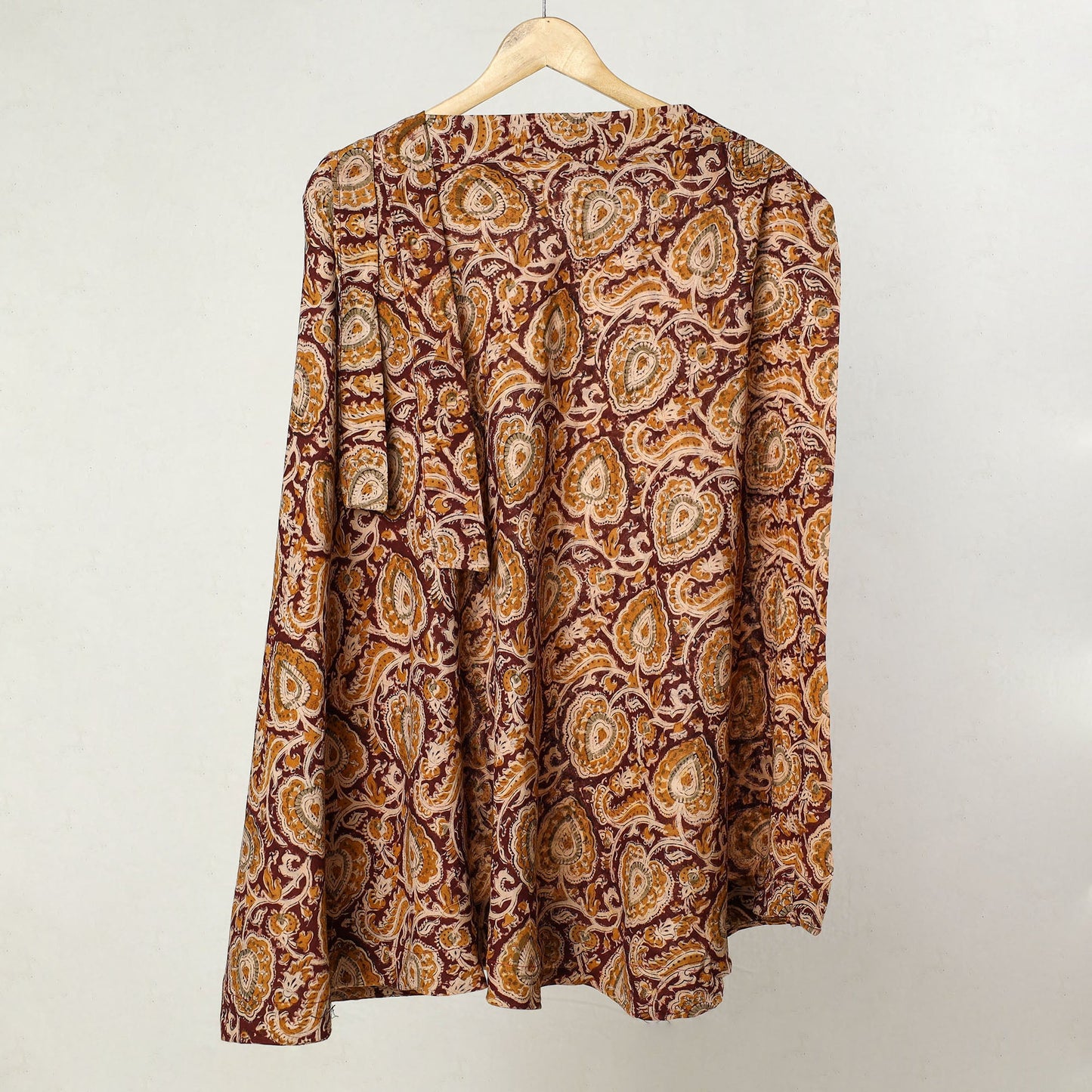 Brown - kalamkari printed cotton wrap around skirt 09