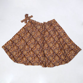 Brown - kalamkari printed cotton wrap around skirt 09