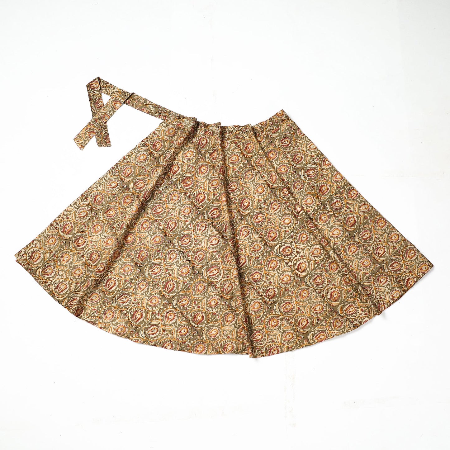  Kalamkari Block Printed Cotton Wrap Around Skirt 