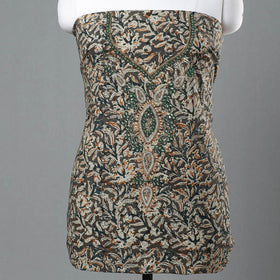 Buy Kalamkari Block Printed Kundan & Bead Work Hand Embroidery Cotton Kurta Material Online at iTokri.com