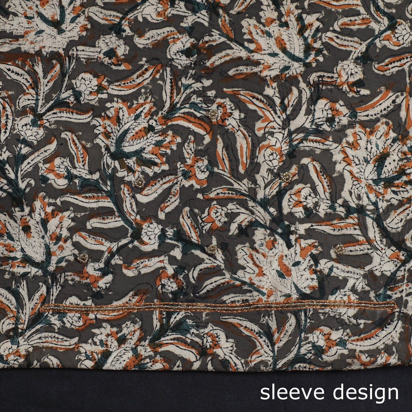 Buy Kalamkari Block Printed Kundan & Bead Work Hand Embroidery Cotton Kurta Material Online at iTokri.com