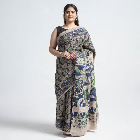 Buy Kalamkari Printed Silk Cotton Saree Online at iTokri.com
