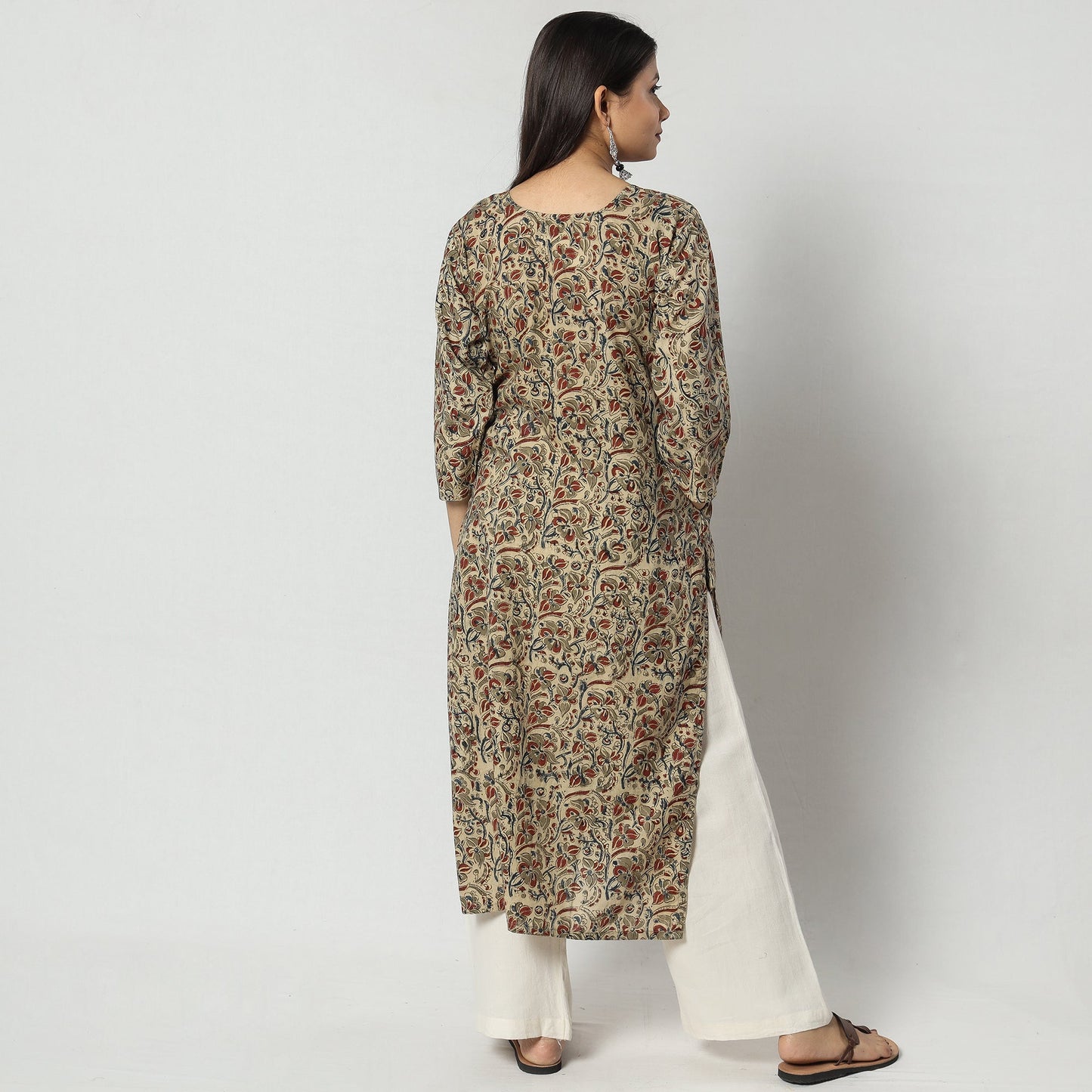 Buy iTokri Casuals - Authentic Kalamkari Embroidery Handloom Cotton Long Kurta Online at iTokri.com