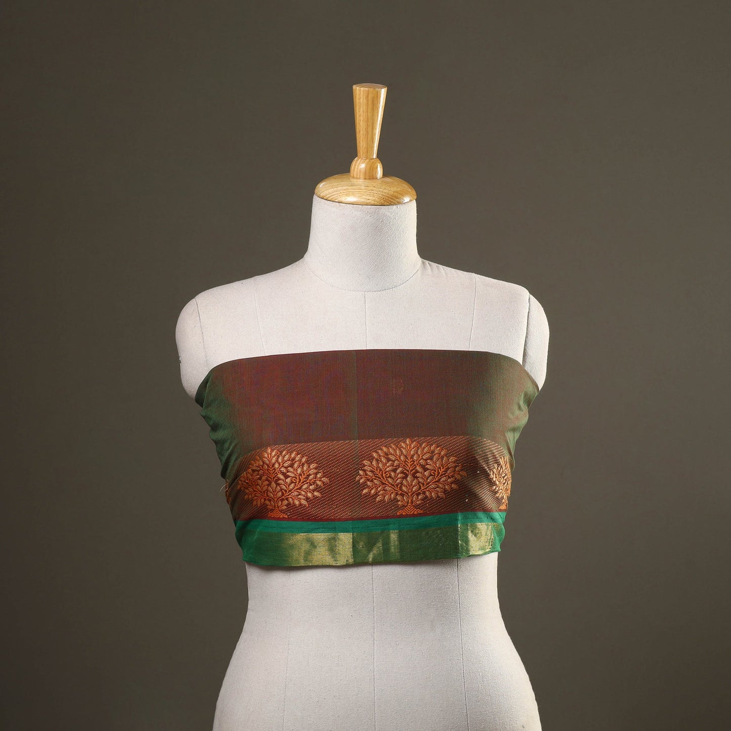 Brown - kanchipuram cotton blouse piece 35 - handcrafted