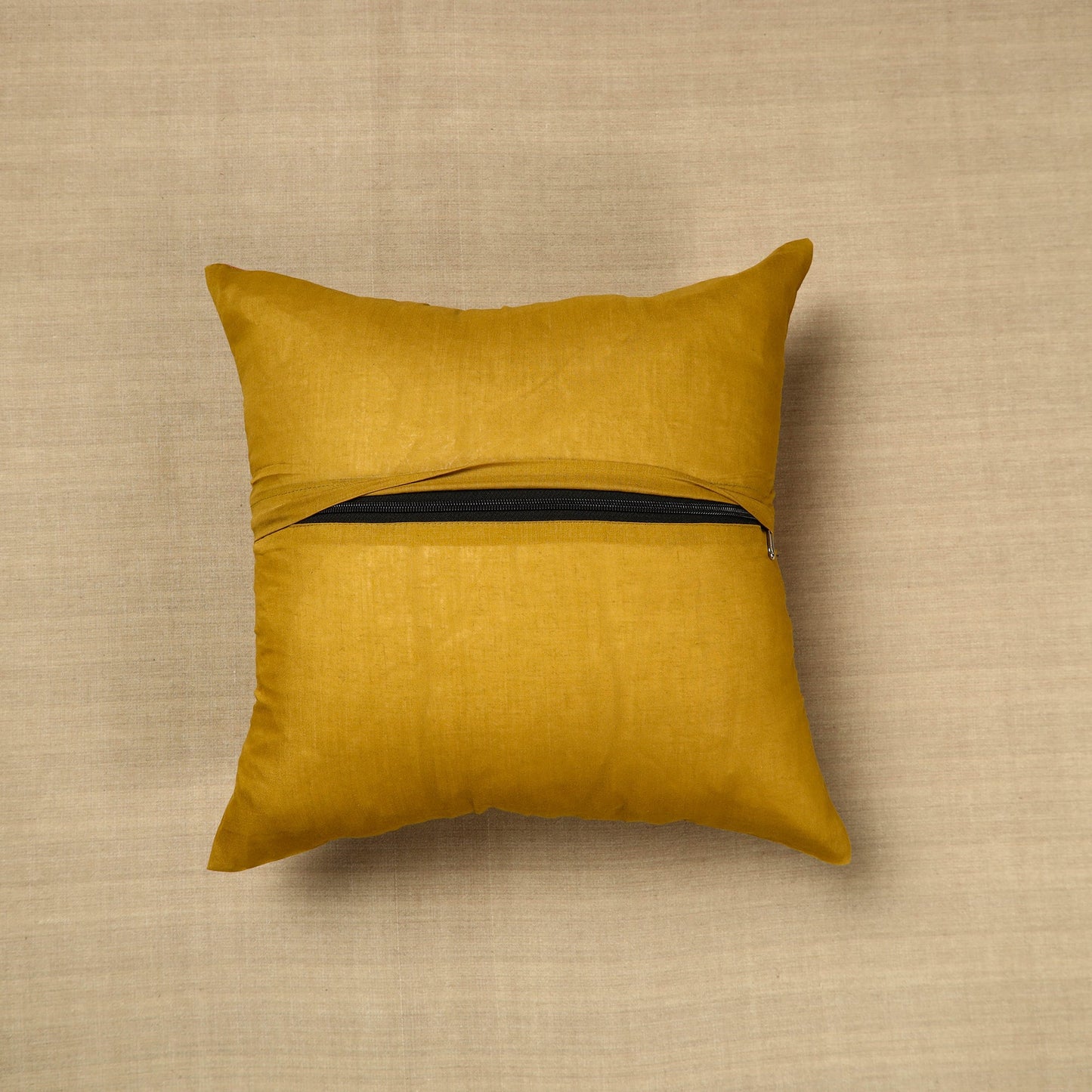 Brown - kanchipuram patchwork cushion cover 28 - handcrafted