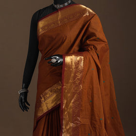 Brown - kandangi buti chettinad cotton saree with border 50