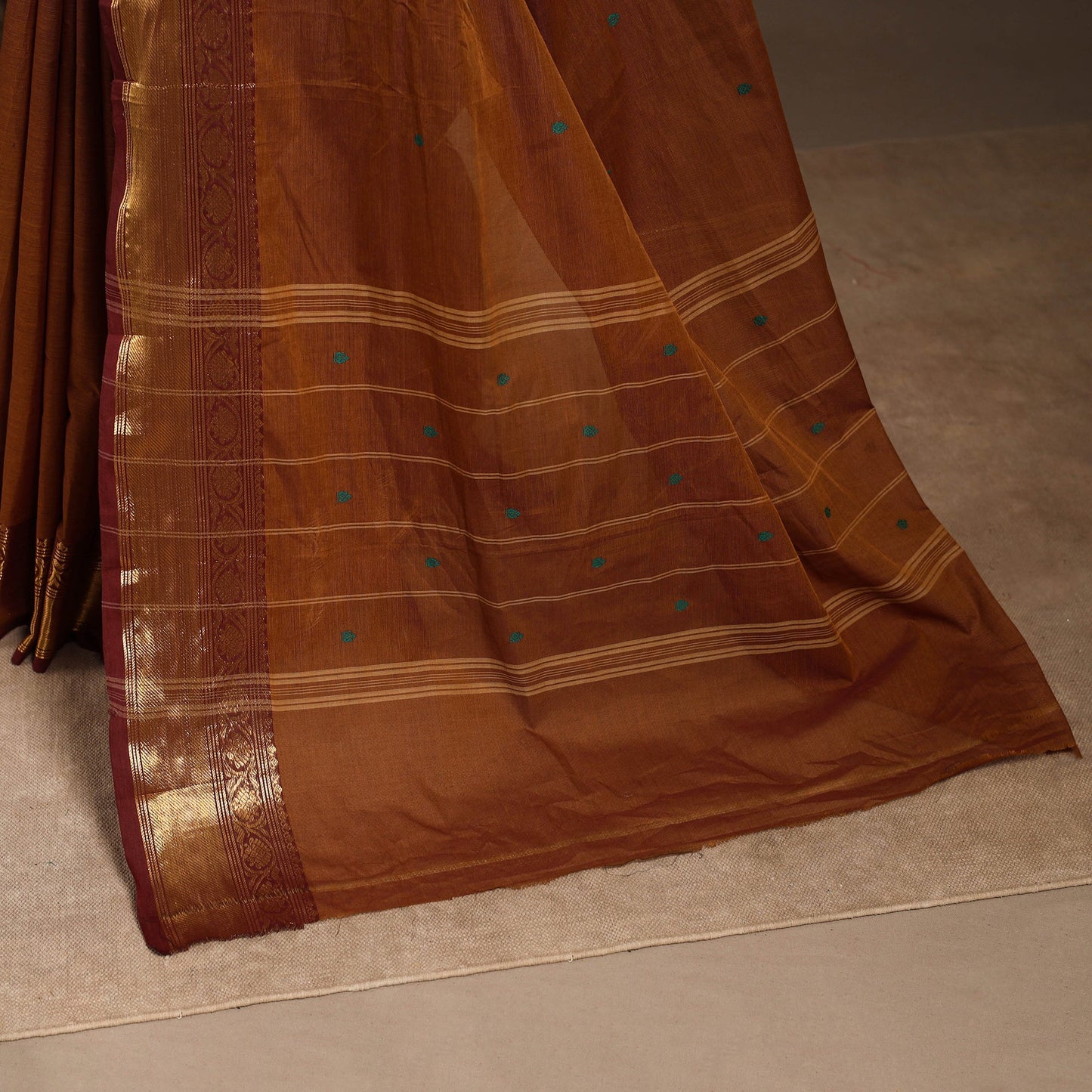 Brown - kandangi buti chettinad cotton saree with border 50
