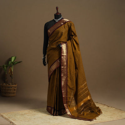 Brown Kandangi Chettinad Cotton Saree with Border