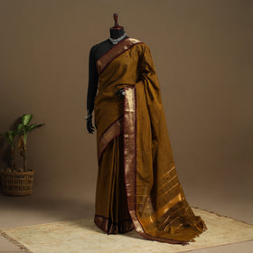Brown Kandangi Chettinad Cotton Saree with Border
