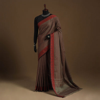 Brown Kandangi Chettinad Cotton Saree with Border