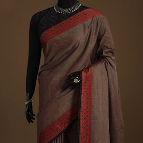 Brown Kandangi Chettinad Cotton Saree with Border