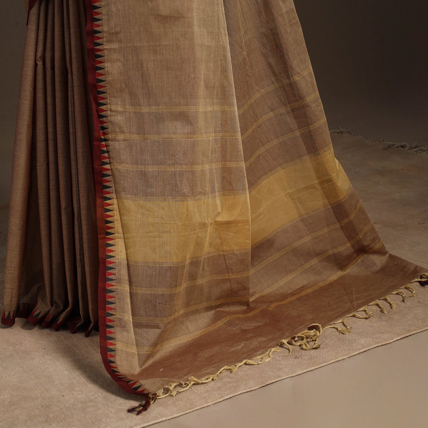 Brown - kandangi chettinad cotton saree with border 105