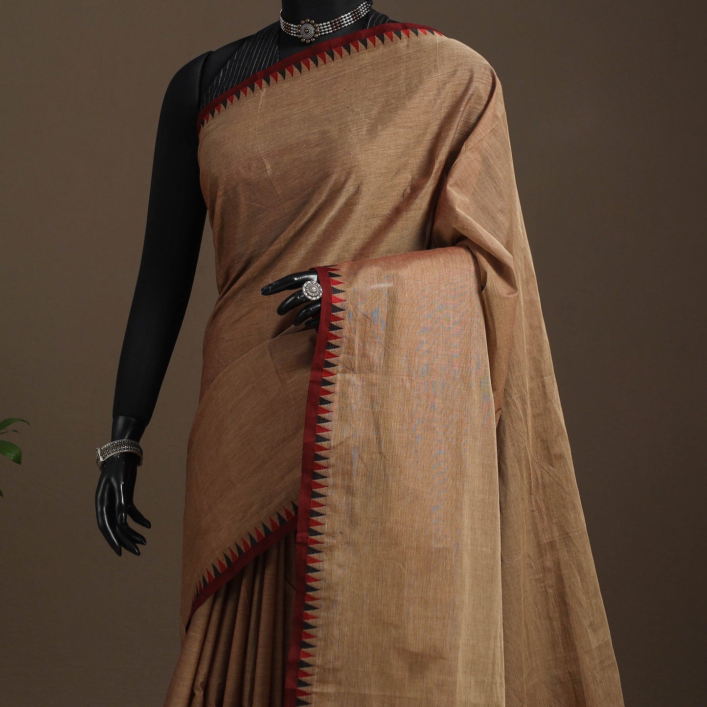 Brown - kandangi chettinad cotton saree with border 105