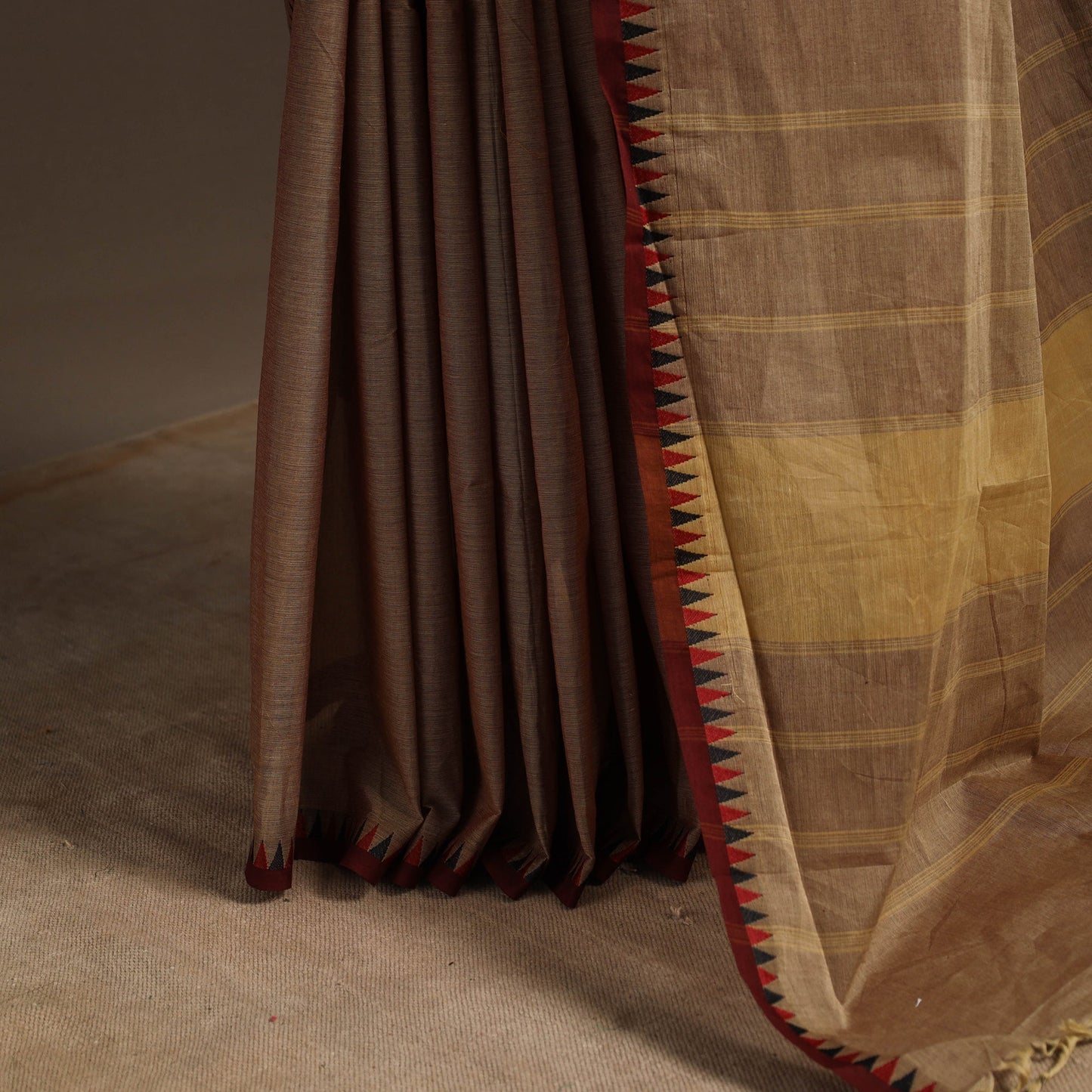 Brown - kandangi chettinad cotton saree with border 105