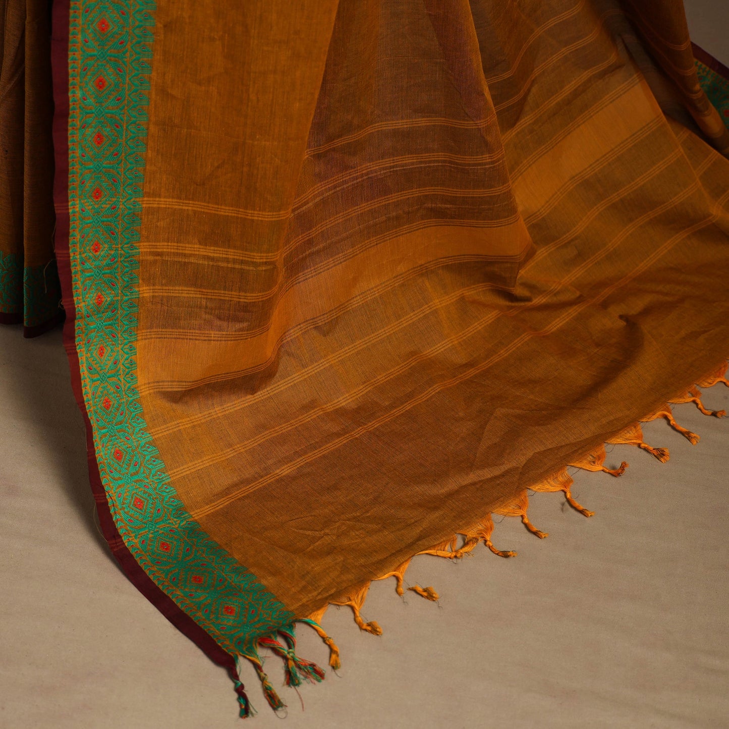 Brown Kandangi Chettinad Cotton Saree with Border