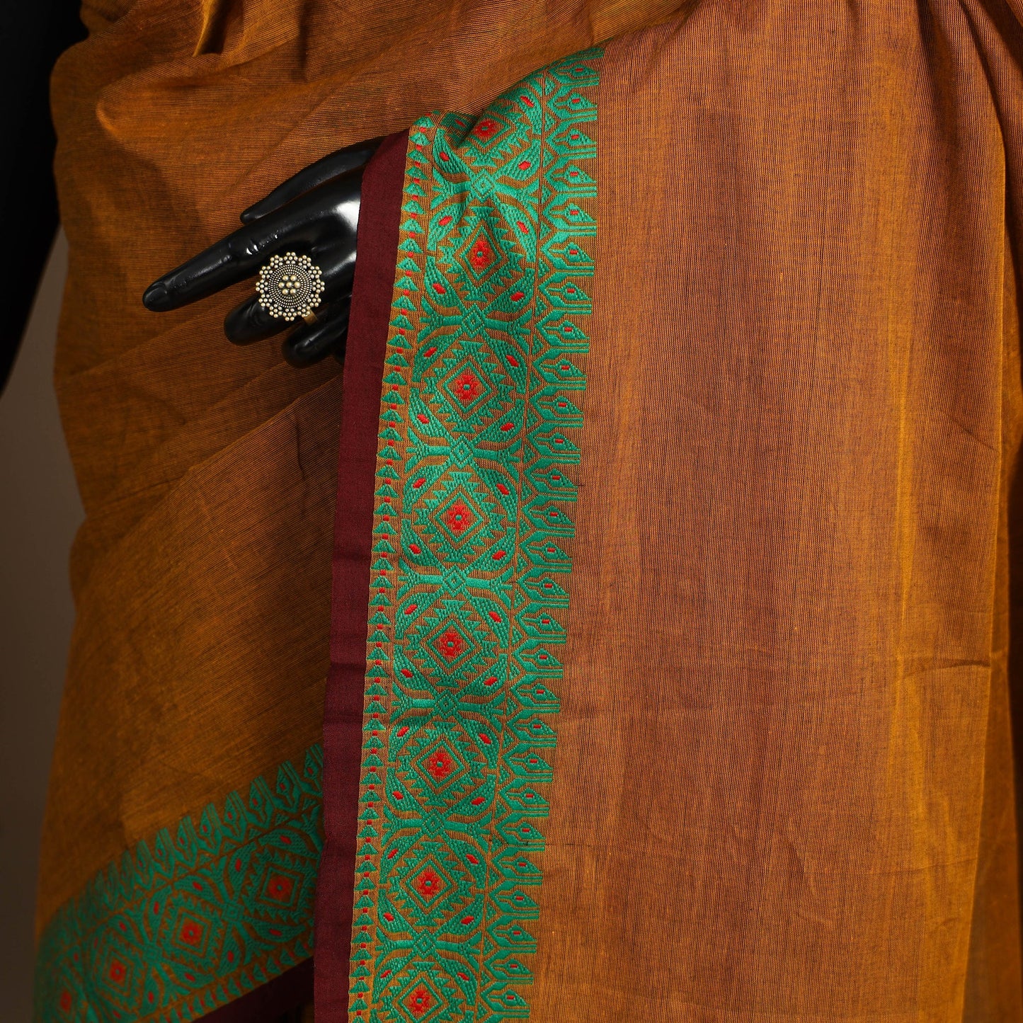 Brown Kandangi Chettinad Cotton Saree with Border