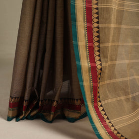 Brown - kandangi chettinad cotton saree with border 13