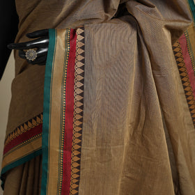 Brown - kandangi chettinad cotton saree with border 13