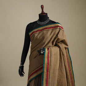 Brown - kandangi chettinad cotton saree with border 13