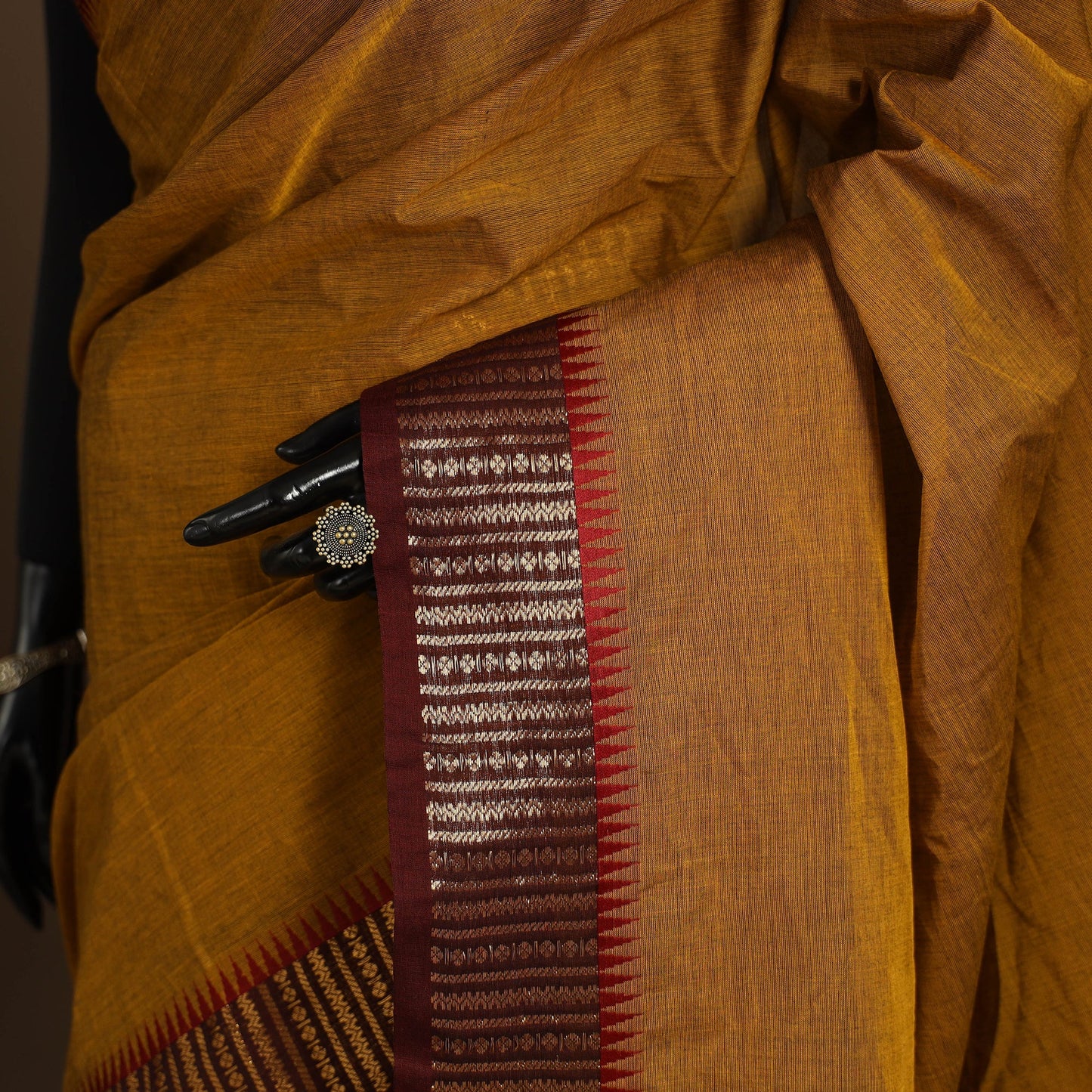 Brown Kandangi Chettinad Cotton Saree with Border
