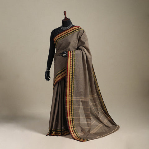 Brown - kandangi chettinad cotton saree with border 15