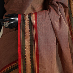 Brown - kandangi chettinad cotton saree with border 17